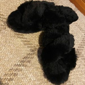 Faux Fur Hard Bottom Slippers